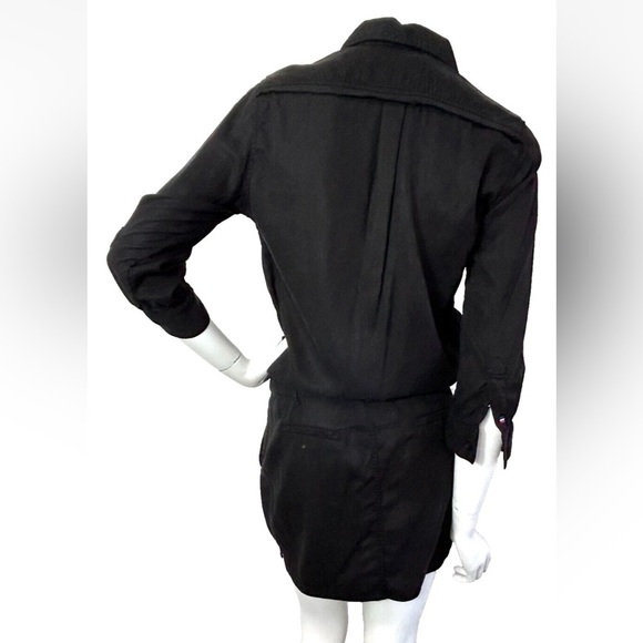 Etienne Marcel Shirt Dress Collared Button Sleeve Pockets Black Size XS - Picture 8 of 10